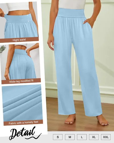 Vista 178 de Neer - Conjunto de 3 pantalones de yoga de pierna ancha para mujer - Pantalones deportivos cómodos, holgados, de cintura alta y casuales