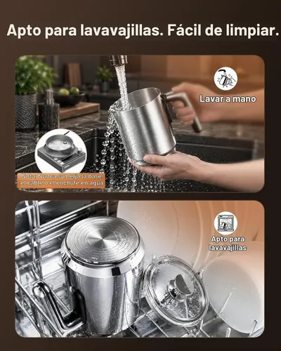 Vista 8 de Espumador de leche DIY 8 en 1, espumador de leche eléctrico de Plateado