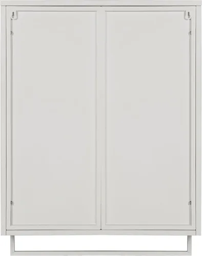 Vista 7 de Enclosed Storage Wall Cabinet with Two Doors, Open Shelf, and Towel Rack for Modern Entryway Living Room Bathroom Dining Room