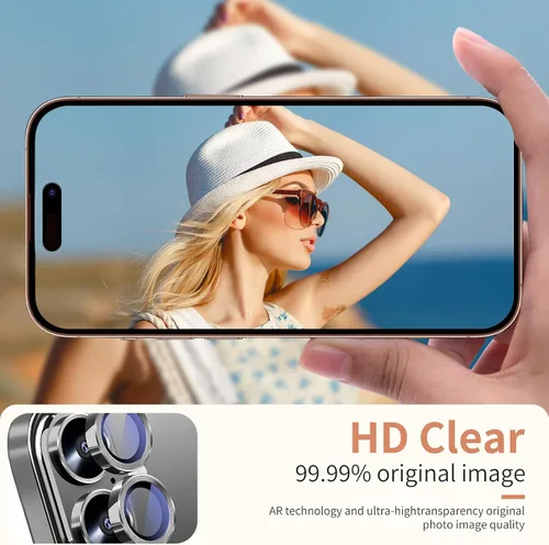 Vista 2 de Paquete de 2X2 Protector de Lente de Cámara para iPhone 17, iPhone 16 Plus/ 16 Protector de Pantalla de Lente de Vidrio Templado Cubierta de Cámara