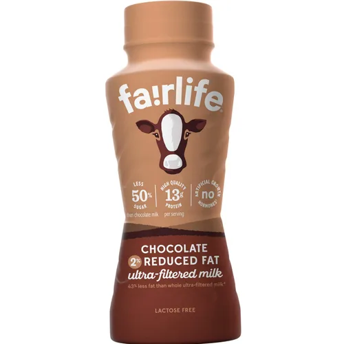 Vista 3 de Fairlife - Leche ultrafiltrada sabor a chocolate con 2% de grasa reducida, 12/8 onzas líquidas. Peso neto de 96 onzas líquidas