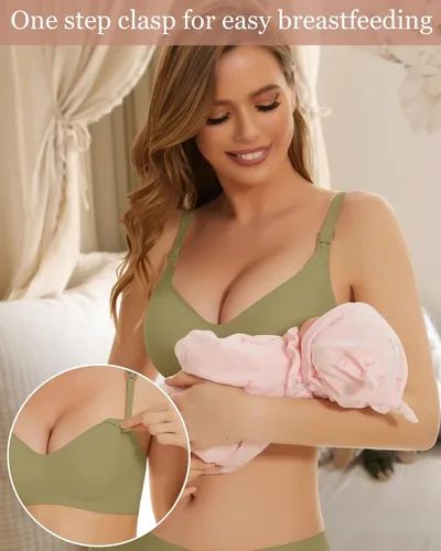 Vista 2 de WOWENY Sujetadores de lactancia para lactancia sin costuras, brasier de maternidad cómodo, suave, sin varillas, para embarazo