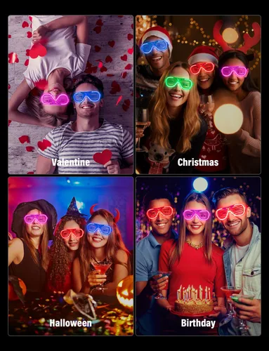Vista 8 de lamatmo Light up Glasses Led Party Sunglasses - 5 Colors Neon Flashing Glasses, Glow In The Dark Party Favors for Kids Adults