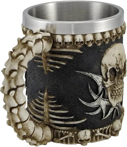 Vista 2 de 1 taza de café con diseño tribal gótico de calavera