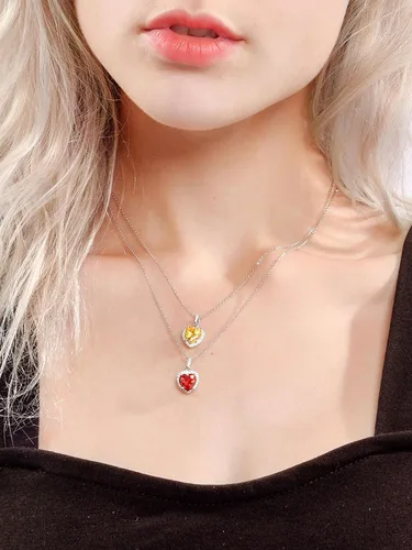 Vista 9 de ChicSilver Collar de plata de ley 925 con forma de corazón, redondo, pera, esmeralda y piedra natal simulada, regalo de cumpleaños para mujer
