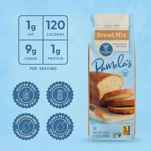 Vista 3 de Pamela's Products Sin gluten, mezcla de pan, 19 onzas (paquete de 6)