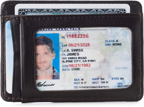 Vista 2 de Alpine Swiss Cartera de cuero con clip de dinero RFID Dermot para hombre viene en una caja de regalo