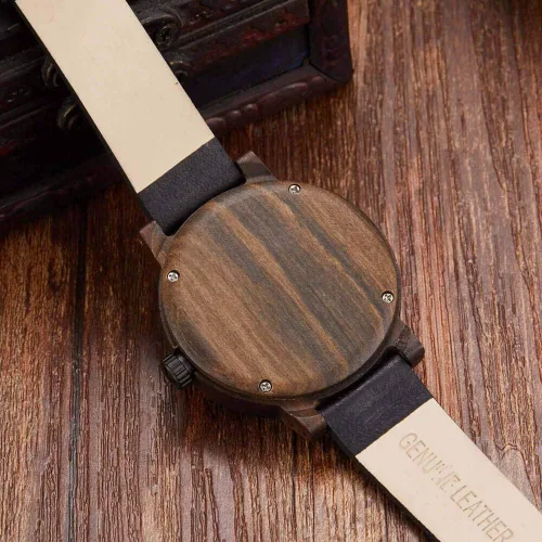 Vista 5 de GORBEN Reloj con brújula y tocadiscos de madera para hombre, elegante reloj de pulsera de madera para hombre, reloj de cuarzo ligero hecho a mano