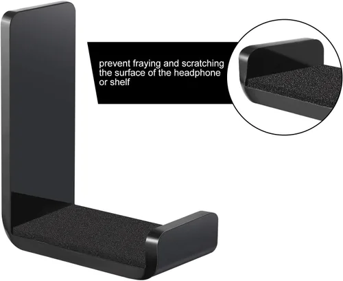 Vista 3 de Weewooday 4 Piezas Colgador para Auriculares Soporte de Escritorio Adhesivo Gancho para Auriculares Montaje en Pared Soporte para Auriculares