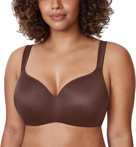 Vista 19 de DELIMIRA Brasier tipo balconette para mujer, cobertura completa, talla grande, con varillas, espalda suave, sin costuras