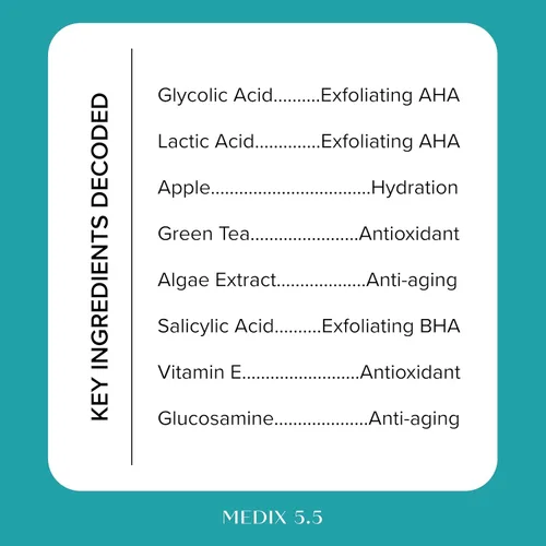 Vista 4 de MEDIX Gel exfoliante para el cuidado de la piel con ácido láctico 10% ácido glicólico y ácido láctico, suero exfoliante para cuerpo y cara AHA