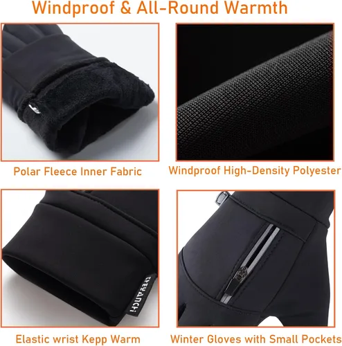 Vista 2 de LJCUTE Guantes de ciclismo de invierno para hombres y mujeres, resistentes al viento, para clima frío, pantalla táctil, guantes de motocicleta