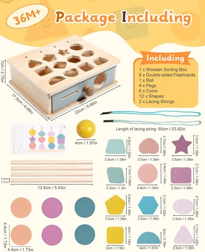 Vista 5 de Biottro Montessori - Juguetes para niños de 3, 4, 5 años, 5 en 1, juguete educativo de aprendizaje para niños y niñas, cuentas apilables a juego