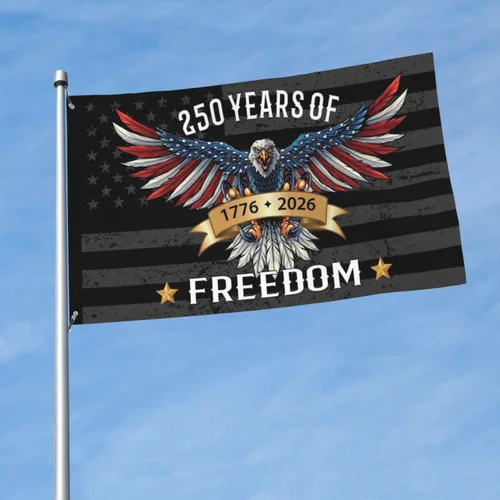 Vista 5 de Bandera de Estados Unidos de 250 años – 3 x 5 pies, banderas de 250 aniversario de Estados Unidos 1776-2026 – Bandera de Estados Unidos con ojales
