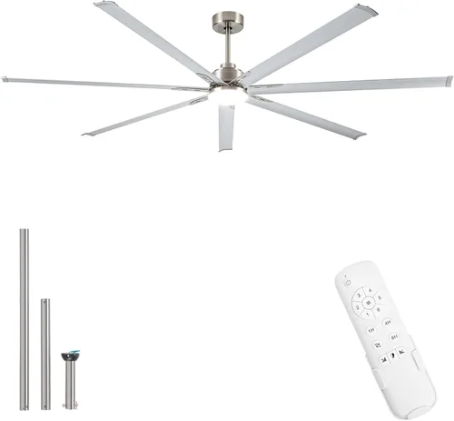 Vista 10 de Ventilador Celing de 72 pulgadas con luz y control remoto, ventilador grande con 8 cuchillas de aluminio negro, motor CC silencioso de 6