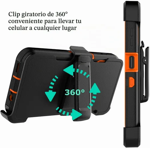 Vista 3 de Funda para teléfono Galaxy A14 5G, para Samsung A14 5G con clip para cinturón con [protector de pantalla incorporado] protector de pie resistente a