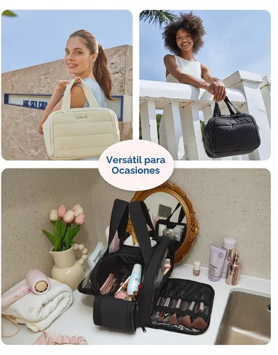 Vista 7 de BAGSMART Bolsa de Aseo de Viaje, Bolsa de Aseo Resistente para Mujeres, Bolsas de Aseo Ampliamente Abiertas y Esponjosas para Viajar, Organizador