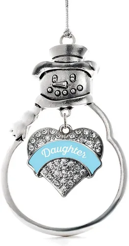 Vista 176 de Inspired Silver - Big Sis - Adorno de Navidad plateado - Adorno de árbol de Navidad con dije de corazón con circonita cúbica - Decoración colgante