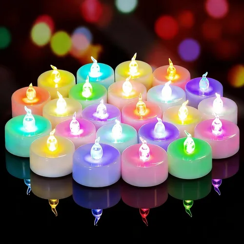 Vista 13 de 12 paquetes de luces de té LED con temporizador, operadas con batería, velas votivas con temporizador sin llama parpadeantes eléctricas, luces de té