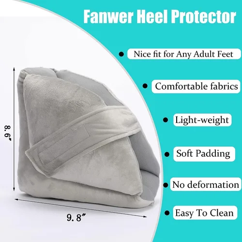 Vista 2 de Fanwer Protectores de talón para úlceras por presión, almohada de suplemento de pies, cojines de talón para aliviar el dolor de talón, úlceras por