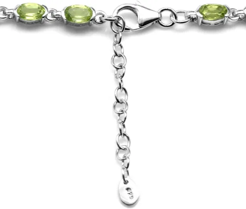 Vista 3 de Silvershake Pulsera de plata de ley 925 chapada en oro blanco ovalada de 0.236 x 0.157 in, pulsera ajustable de 7 a 8.5 pulgadas para mujer