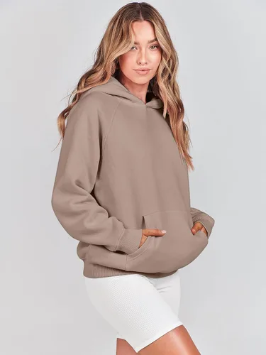 Vista 21 de ANRABESS - Sudaderas con capucha para mujer, sobre talla, de vellón de manga larga, modelo de 2024, para otoño
