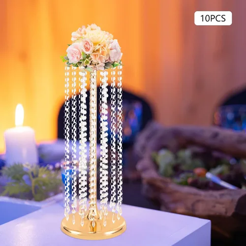 Vista 3 de 10 piezas de centros de mesa de boda de 23.6 in de alto, jarrones de flores elegantes a granel para decoración de mesa de centro de mesa, soportes