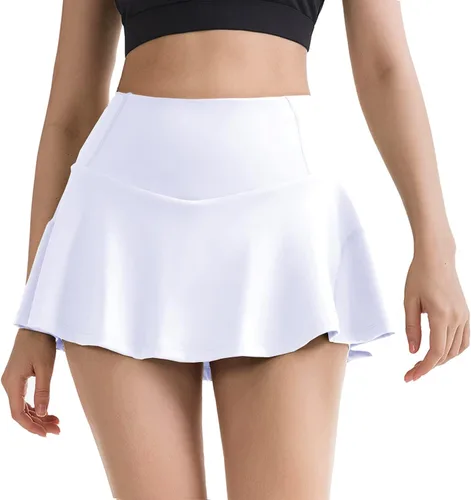 Vista 2 de Husnainna Falda de tenis plisada de cintura alta para mujer, pantalones cortos integrados con 5 bolsillos, faldas de golf, falda pantalón