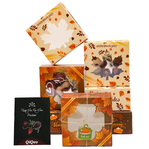 Vista 8 de qiqee Cajas de galletas negras con ventana, 36 paquetes de 6 x 6 x 3, caja de pastelería negra para recuerdos de boda, cumpleaños y fiesta