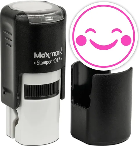 Vista 105 de MaxMark Sello de Emoji Autoentintado Redondo - Enojada - Tinta Negra