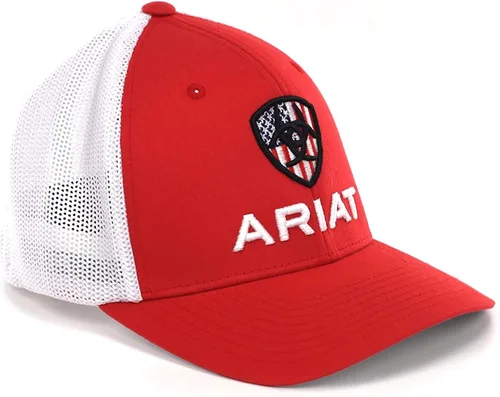 Vista 2 de ARIAT Red Flexfit USA Shield Logo Gorra para hombre