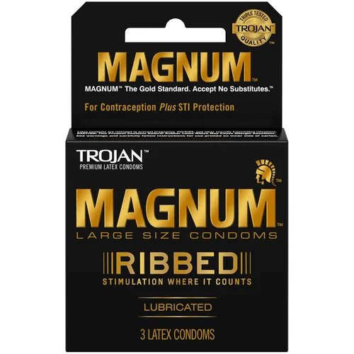 Vista 2 de Product Of Trojan, Magnum Ribbed Lubricated, Count 6 (3Pk) - Variedades y sabores anticonceptivos/agarre
