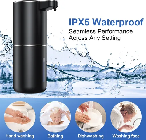Vista 5 de Dispensador automático de jabón, 4 niveles de volumen de jabón ajustables, entrega de jabón 0.25S, capacidad de 12.8 fl oz/bomba de sensor sin