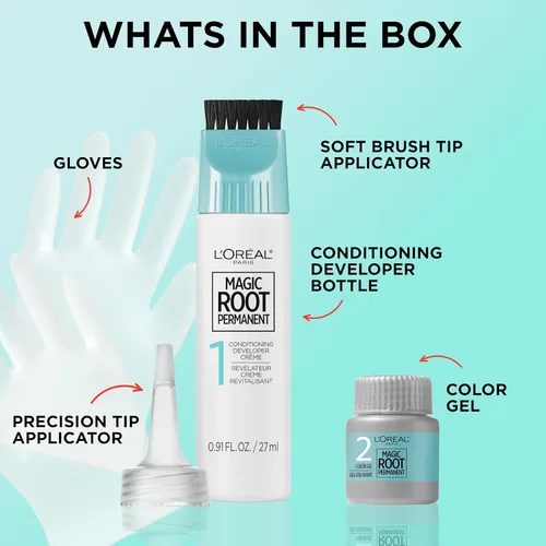 Vista 3 de L’Oréal Paris - Tinte permanente para el cabello Magic Root, kit de tinte de 10 minutos para rescatar las raíces con 100% de cobertura de canas, 2 2