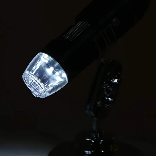 Vista 4 de Microscopio USB, 50X-500X 0.3MP Microscopio LED Lupa USB para computadora con soporte para verificación industrial de PCB, evaluación de joyas