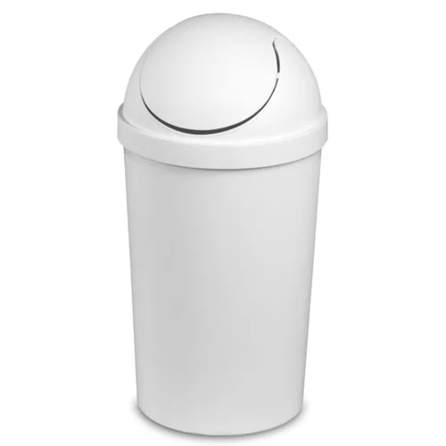 Vista 10 de Sterilite Paquete de 6 cestos de basura con tapa basculante, papelera redonda con tapa abatible de 3 galones, negro