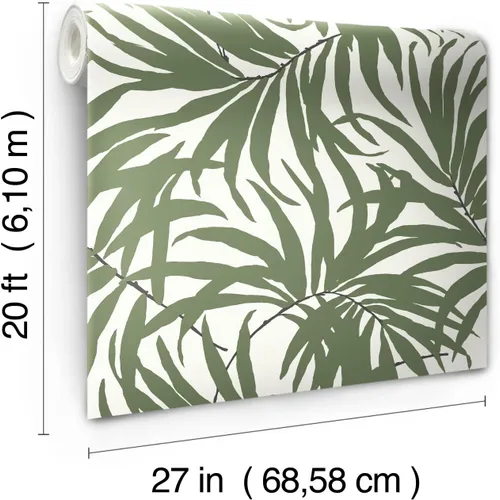 Vista 3 de York Wallcoverings PSW1031RL - Papel pintado de hojas de Bali, color verde