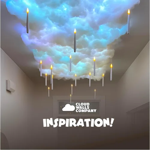 Vista 9 de Paneles de pared de nube esponjosa Juego de techo de nube LED - Paneles 3D para despegar y pegar 10 paneles - Paneles de pared acústicos