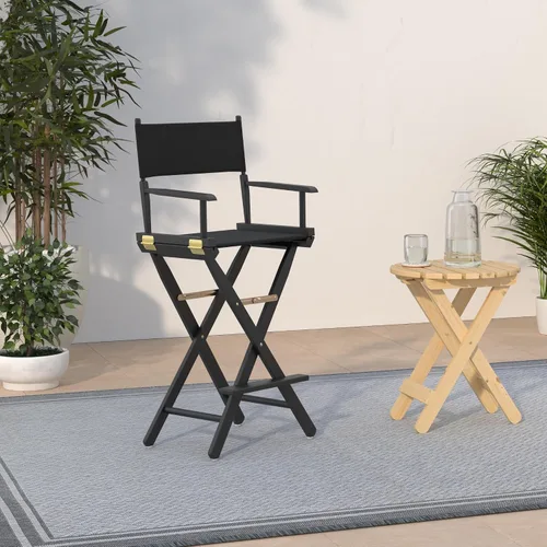 Vista 2 de Casual Home - Silla de director, marco negro/lona negra, 30 pulgadas – altura de la barra