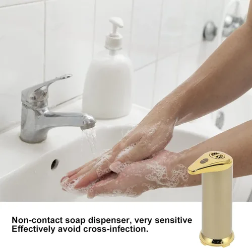 Vista 8 de Dispensador de jabón Máquina dispensadora de jabón de 8.5 fl oz Dispensadores de loción Dispensadores de jabón de encimera (dorado)