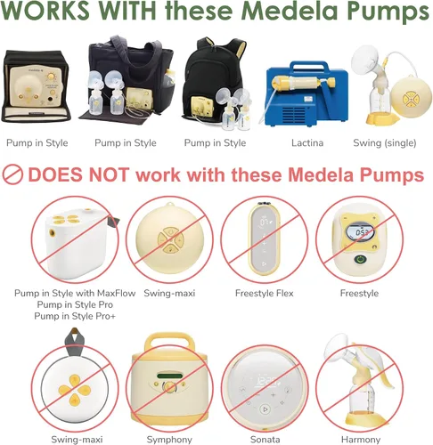Vista 2 de Maymom 2 protectores de pecho de dos piezas de 0.67 pulgadas, 2 conectores de base con válvula y membrana compatibles con extractores de leche
