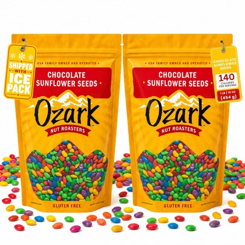Vista 8 de OZARK NUT ROASTERS: Semillas de girasol de chocolate, aperitivos cubiertos de chocolate, semillas de girasol confitadas gourmet de clase mundial