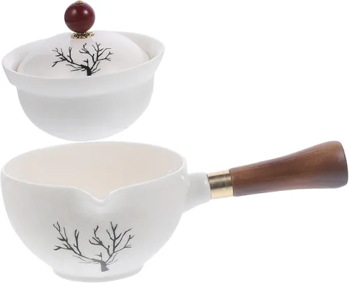 Vista 7 de Tetera de cerámica con mango lateral con aislamiento de hojas sueltas, tetera turca de cerámica de hojas sueltas, hervidor de té de cerámica