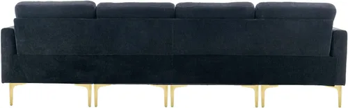 Vista 5 de Sofá modular de terciopelo de 111 pulgadas para sala de estar, moderno y contemporáneo en forma de L de 4 asientos copetudo, sofá con diván y 111in