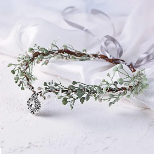 Vista 6 de MOSTORY Corona de flores de hadas para mujer, tocado de elfo con diseño floral de bosque, círculo de bosque para mujer, accesorio renacentista