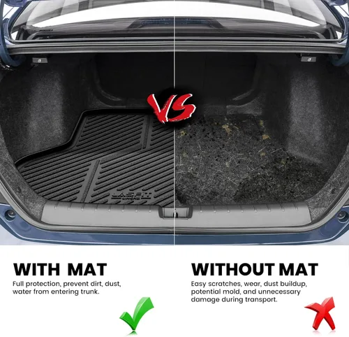 Vista 5 de LASFIT Tapete de maletero para Honda Civic Sedan 2016-2021, apto para todo tipo de clima, revestimiento de maletero, bandeja de carga, bandeja
