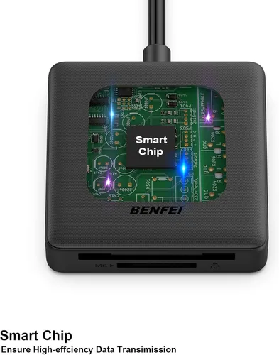 Vista 8 de Lector de tarjetas de memoria, BENFEI 4 en 1 USB 3.0 y USB-C a SD Micro SD Adaptador de lector de tarjetas MS CF, 4 tarjetas de lectura y escritura