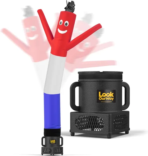 Vista 29 de LookOurWay Air Dancers - Hombre inflable de baile alocado de 7 pies de altura con soplador Sky Dancer - Hombre bailando publicitario inflable negro