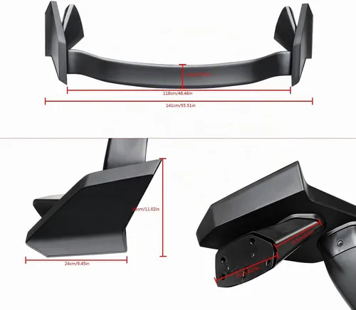 Vista 3 de NINTE Alerón para modelos Honda Civic Sedan 2016-2021, ABS sin pintar, negro mate, estilo Type-R, ala divisora de maletero trasero
