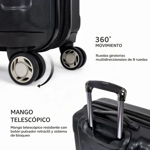 Vista 4 de Kenneth Cole REACTION - Maleta Renegade, ligera, rígida, expandible, de 8 ruedas giratorias, equipaje de viaje, Negro, Juego de 3 piezas